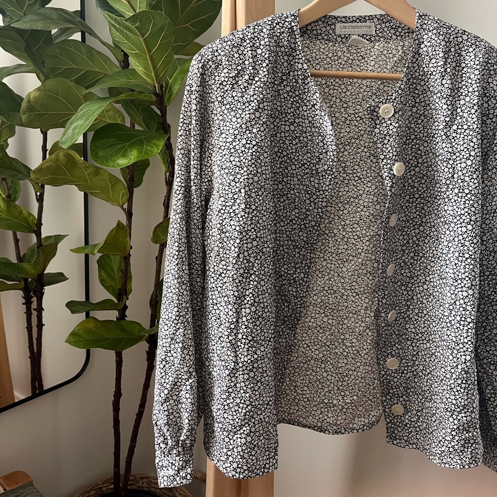 Vintage VTG Liz Claiborne Blouse Floral 4 Medium 80s Secretary